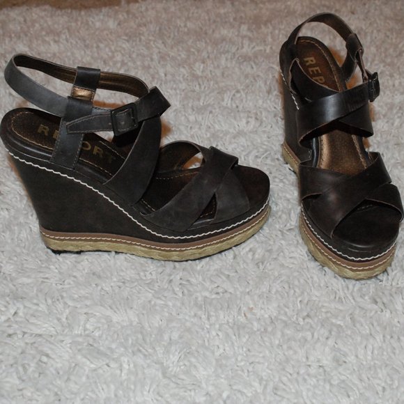 Report Shoes - Report Brown Wedge Sandal Heels 8 1/2 -9